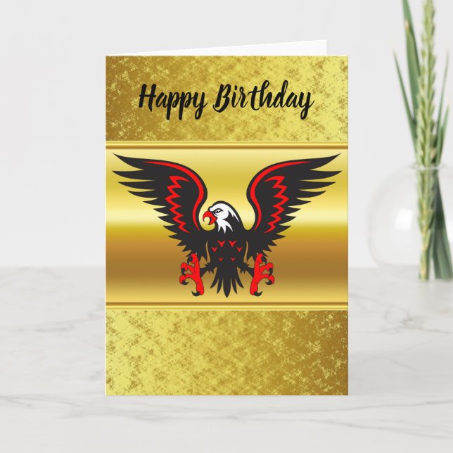 Comic strip Black and red eagle with gold foil Card (Front)