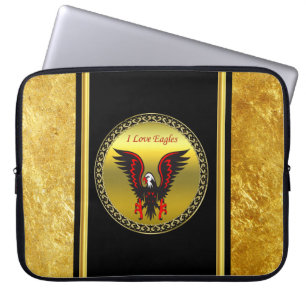 Comic strip Black and red eagle with gold foil Laptop Sleeve