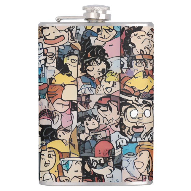 Comic Strip Hip Flask (Front)