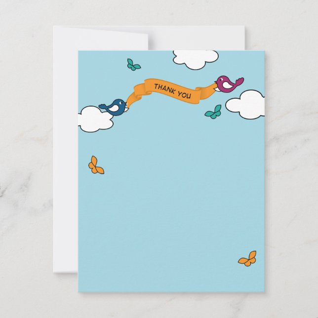 Comic Strip Love Birds Thank You Card (Front)