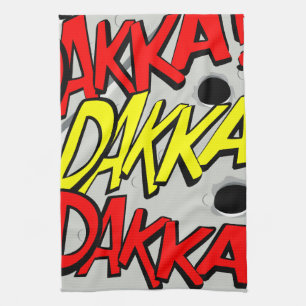 Comic-strip tea towel – dakka, dakka, dakka!