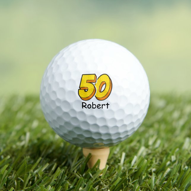 Comic Style 50th Birthday Golfer Gift – Funny Golf Balls (Insitu Tee)