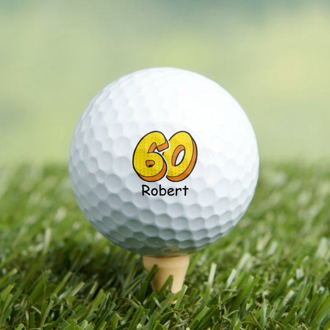 Comic Style 60th Birthday Golfer Gift – Funny Golf Balls (Insitu Tee)