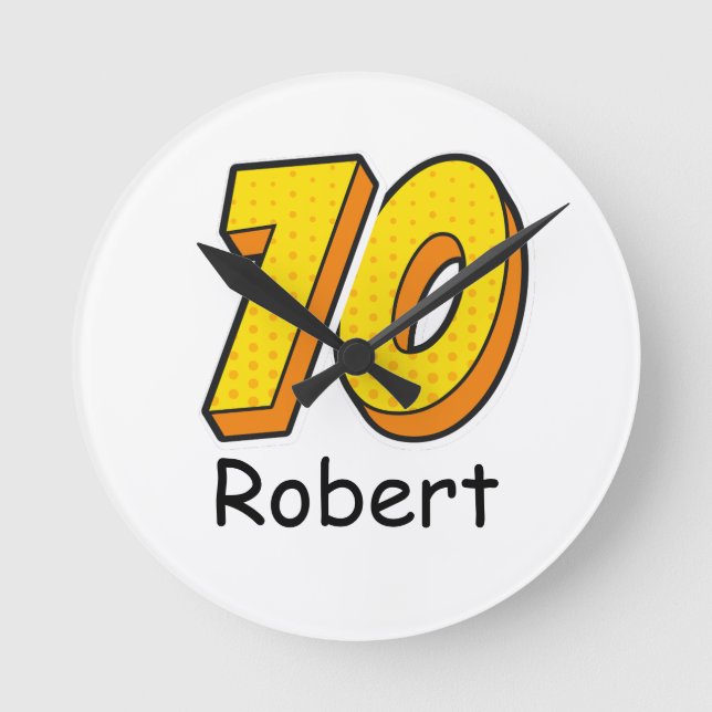 Comic Style 70th Birthday Golfer Gift – Funny Round Clock (Front)