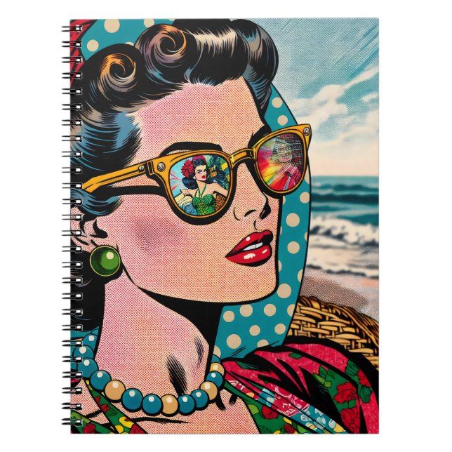 Comic Style Art | Woman Watching Hula Dancer Notebook (Front)