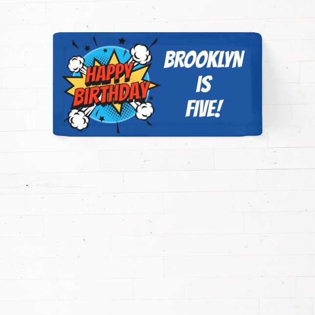Comic style Birthday Boy typography splash Banner (Insitu)