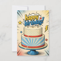 comic style cake birthday greeting card 