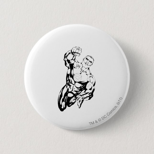 Comic Style - Flying Up, Black and White 6 Cm Round Badge (Front)