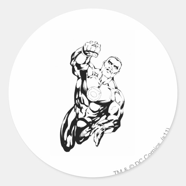 Comic Style - Flying Up, Black and White Classic Round Sticker (Front)
