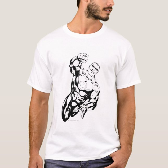 Comic Style - Flying Up, Black and White T-Shirt (Front)