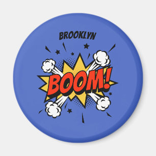 Comic style fun boom typography pop art magnet