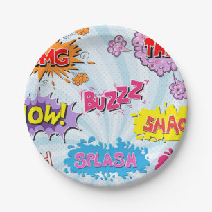 Comic Style Girly Super Hero Design Paper Plate