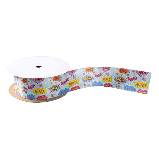 Comic Style Girly Super Hero Design Satin Ribbon (Spool)