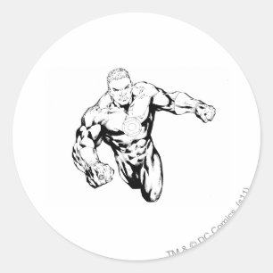 Comic Style - Green Lantern, Black and White Classic Round Sticker