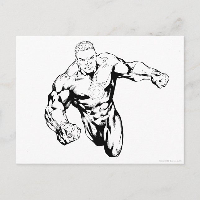 Comic Style - Green Lantern, Black and White Postcard (Front)