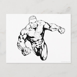 Comic Style - Green Lantern, Black and White Postcard