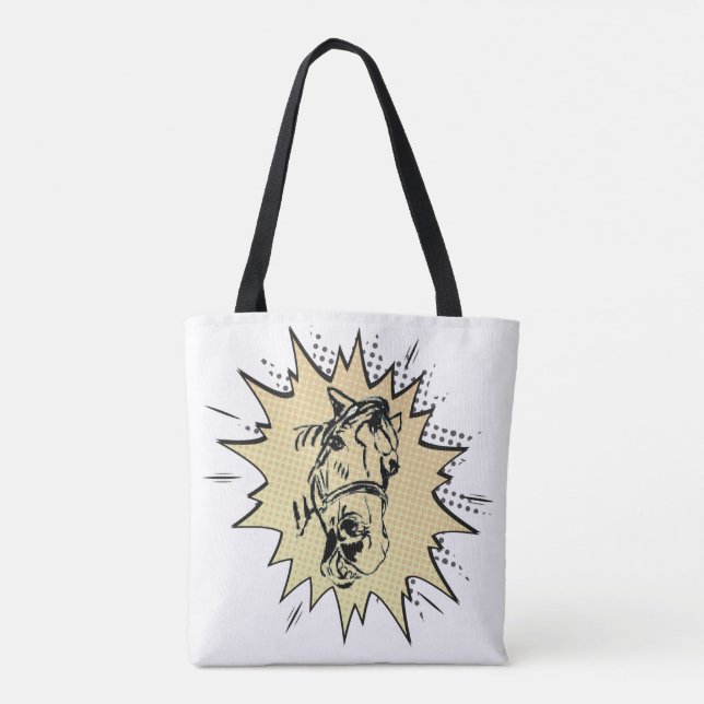 comic style horses Poppy and Jamie illustration Tote Bag (Back)