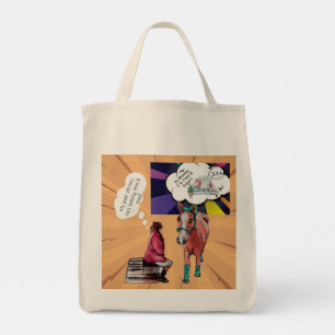  comic style horsey antics large tote bag