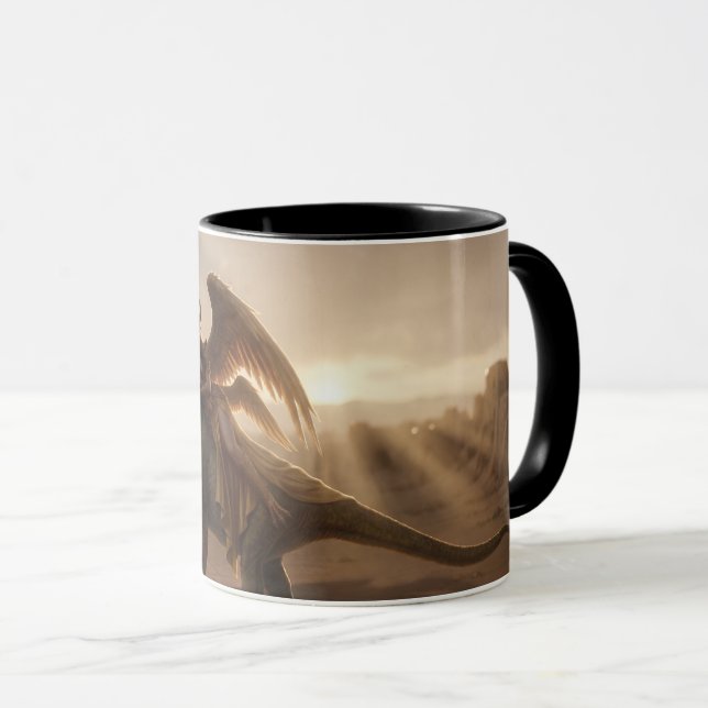Comic style Inanna with dinosaur  Mug (Front Right)