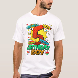 Comic Style Kids Boys 5th T-Shirt