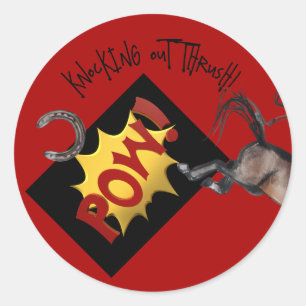 comic style KNOCKING out thrush Classic Round Sticker