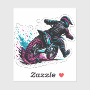 Comic Style Motocross Rider Mud Splash