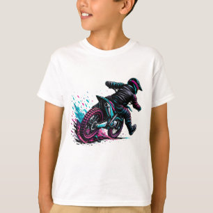 Comic Style Motocross Rider Mud Splash T-Shirt
