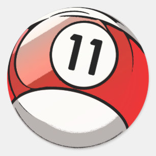 Comic Style Number 11 Billiards Ball Classic Round Sticker