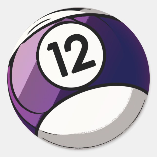 Comic Style Number 12 Billiards Ball Classic Round Sticker (Front)