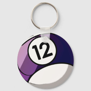 Comic Style Number 12 Billiards Ball Key Ring