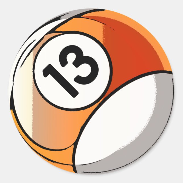 Comic Style Number 13 Billards Ball Classic Round Sticker (Front)