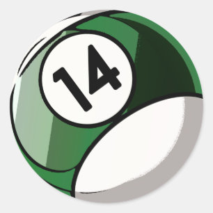 Comic Style Number 14 Billiards Ball Classic Round Sticker