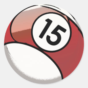 Comic Style Number 15  Billiards Ball Classic Round Sticker