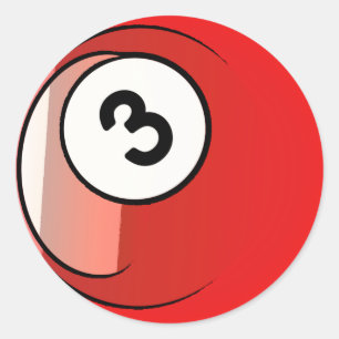 Comic Style Number 3 Billiards Ball Classic Round Sticker