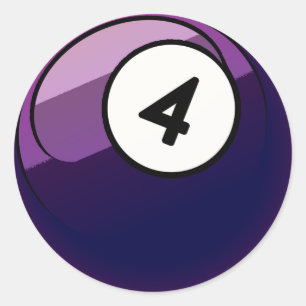 Comic Style Number 4 Billiards Ball Classic Round Sticker
