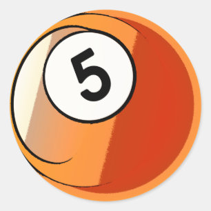 Comic Style Number 5 Billiards Ball Classic Round Sticker