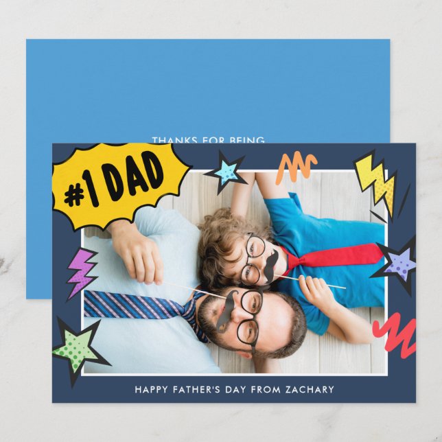 Comic Style Photo Father's Day Card (Front/Back)