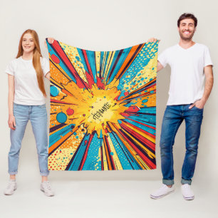 Comic Style Pop Art Explosion (11) Fleece Blanket