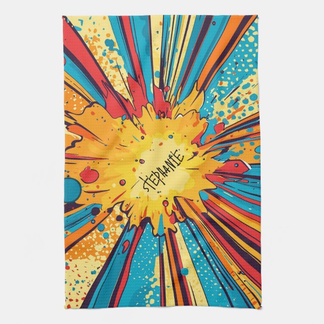 Comic Style Pop Art Explosion (11) Tea Towel (Vertical)