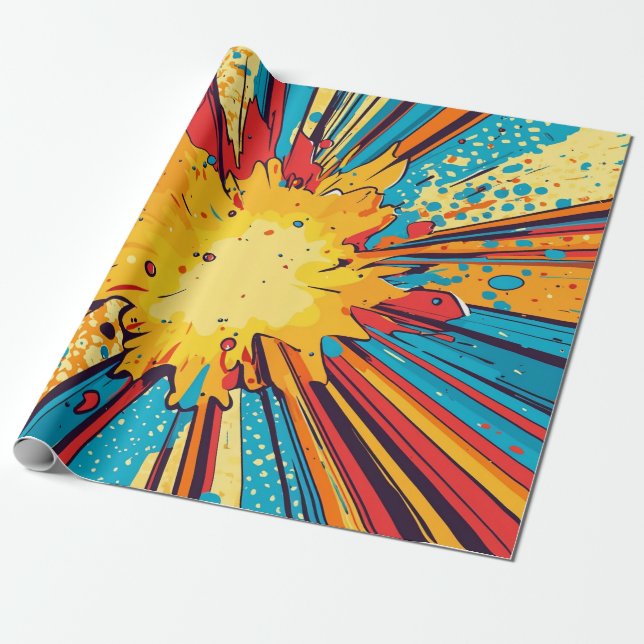 Comic Style Pop Art Explosion (11) Wrapping Paper (Unrolled)