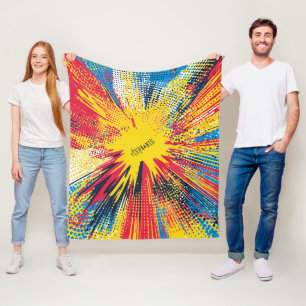 Comic Style Pop Art Explosion (3) Fleece Blanket