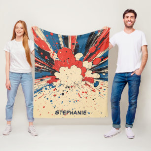 Comic Style Pop Art Explosion (4) Fleece Blanket
