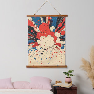 Comic Style Pop Art Explosion (4) Hanging Tapestry