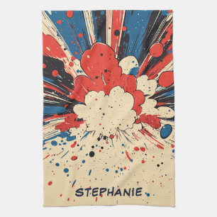Comic Style Pop Art Explosion (4) Tea Towel
