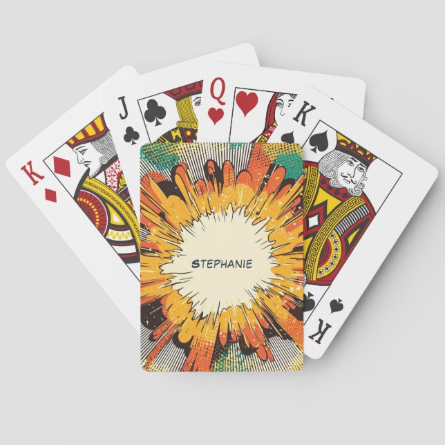 Comic Style Pop Art Explosion (6) Playing Cards (Back)