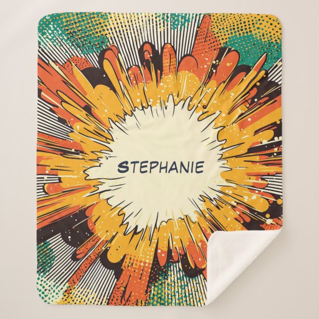 Comic Style Pop Art Explosion (6) Sherpa Blanket (Front)