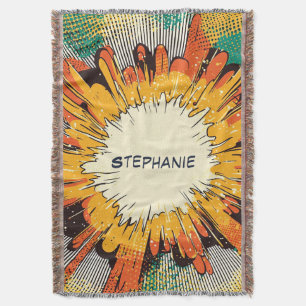 Comic Style Pop Art Explosion (6) Throw Blanket