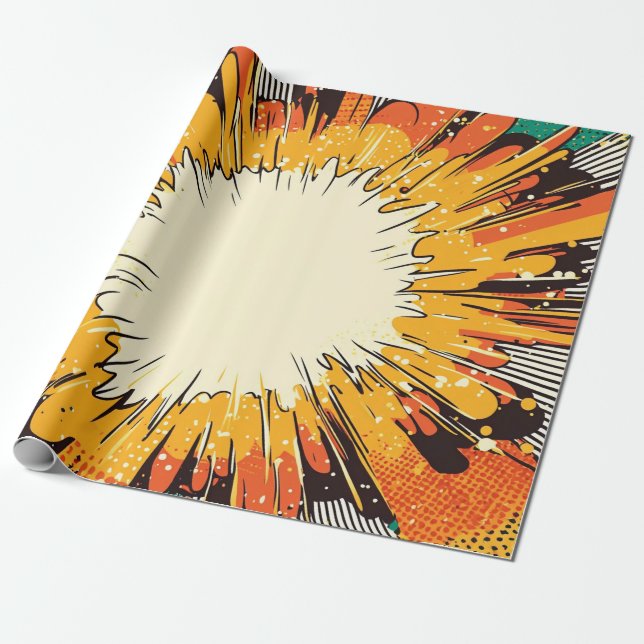Comic Style Pop Art Explosion (6) Wrapping Paper (Unrolled)