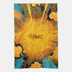 Comic Style Pop Art Explosion (8) Tea Towel