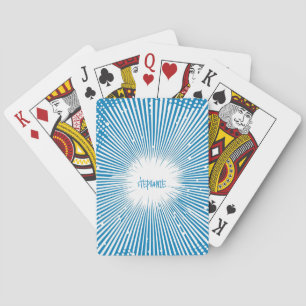 Comic Style Pop Art Explosion - Blue and White Playing Cards